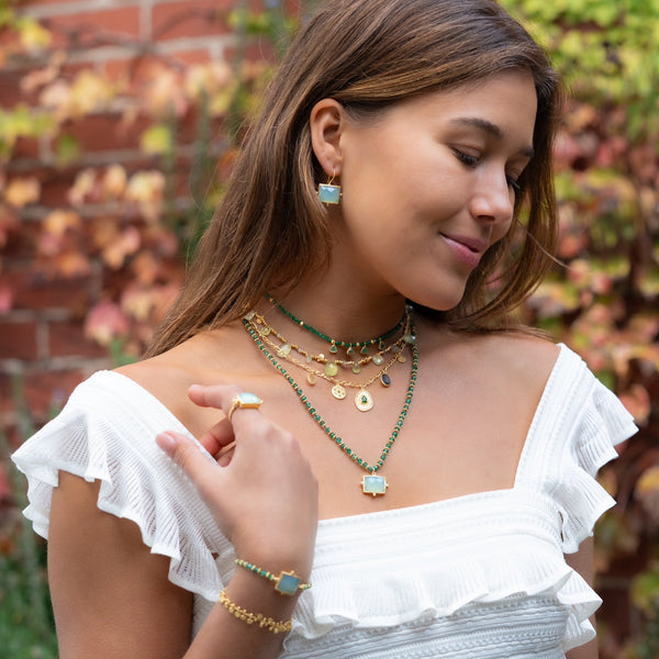 Aqua Chalcedony & Green Aventurine Kasbah necklace - PRE ORDER