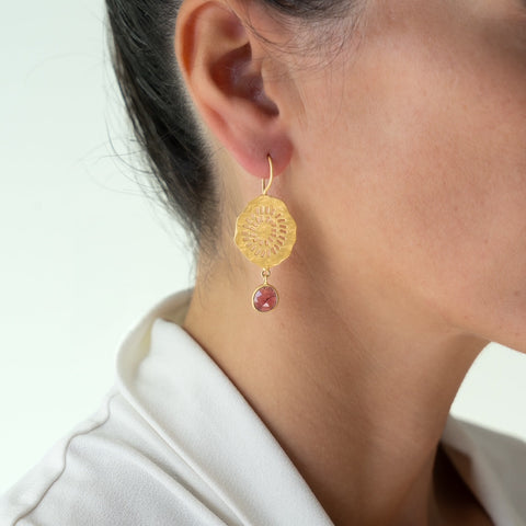 Pink Tourmaline Johari earrings