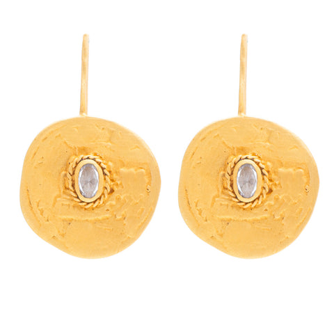 Cubic Zirconia Cleopatra coin earrings