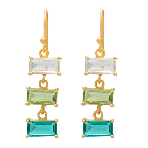 Shades of green glass earrings