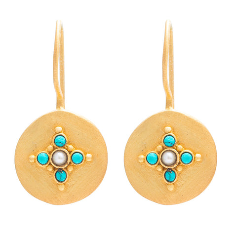 Turquoise & Pearl Casablanca earrings