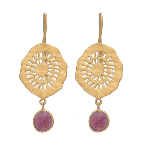 Pink Tourmaline Johari earrings