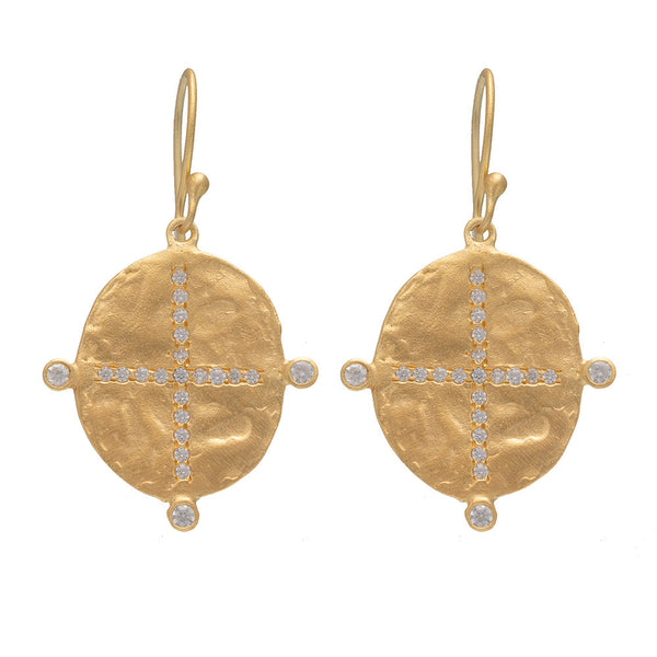 Cubic Zirconia cross earrings