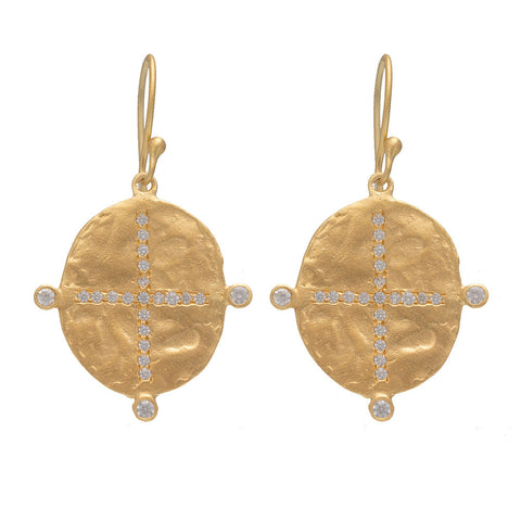 Cubic Zirconia cross earrings