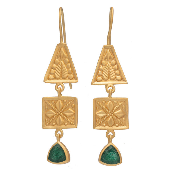 Green Aventurine Henna earrings - PRE ORDER