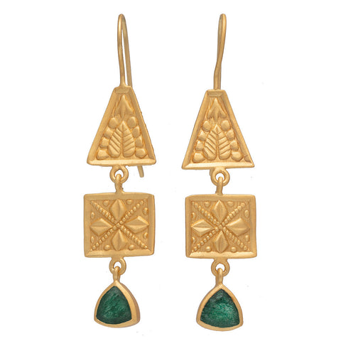 Green Aventurine Henna earrings - PRE ORDER