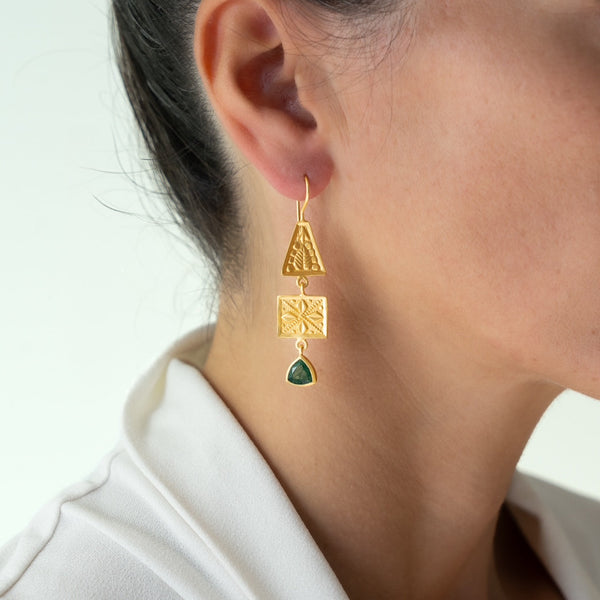 Green Aventurine Henna earrings - PRE ORDER