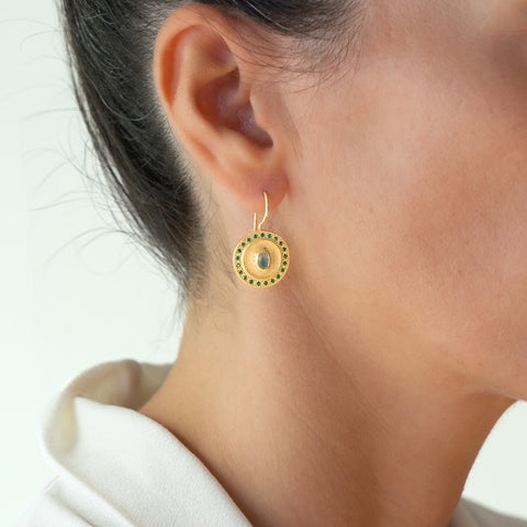 Aqua Chalcedony Mandala earrings