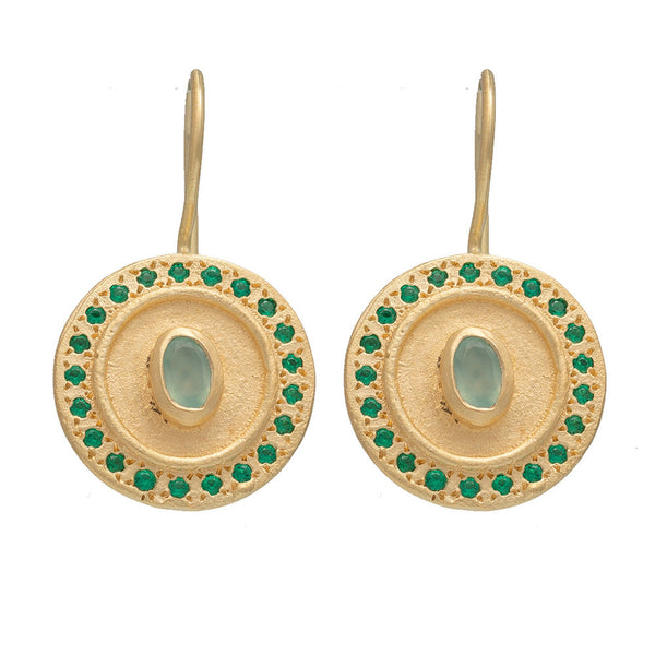 Aqua Chalcedony Mandala earrings