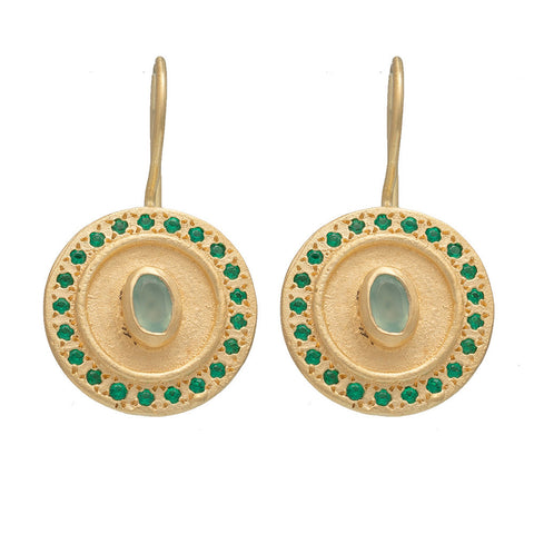 Aqua Chalcedony Mandala earrings