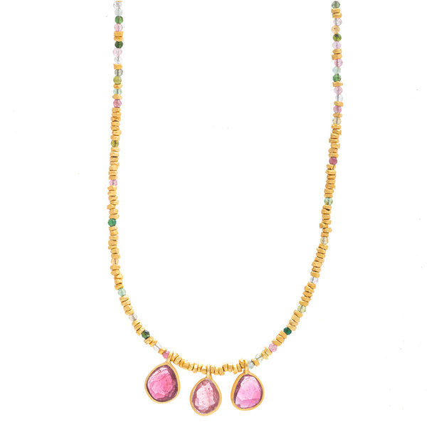 Multi Tourmaline & Pink Tourmaline pendant necklace