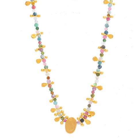 Multi Tourmaline Gold Nugget necklace