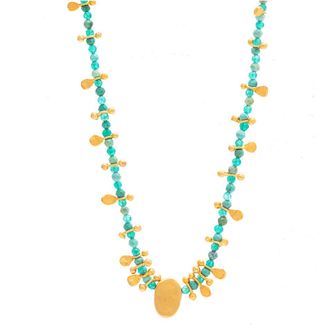 Turquoise & Green Aventurine Gold Nugget necklace