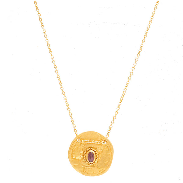 Cleopatra Pink Tourmaline coin necklace