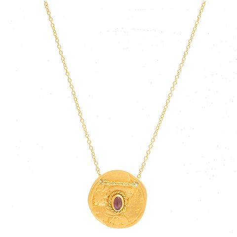 Cleopatra Pink Tourmaline coin necklace