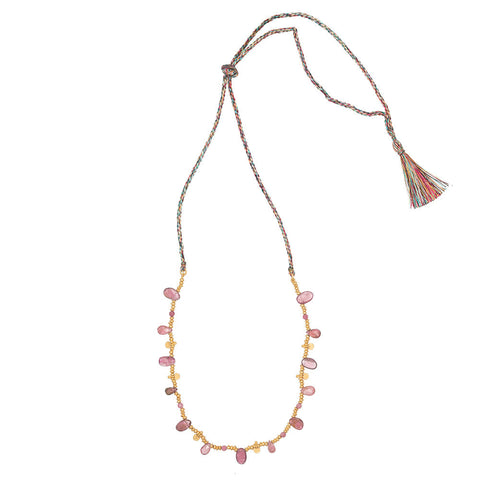 Pink Tourmaline Nehru necklace