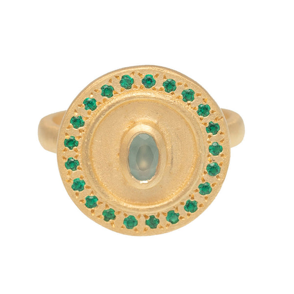 Aqua Chalcedony Mandala ring