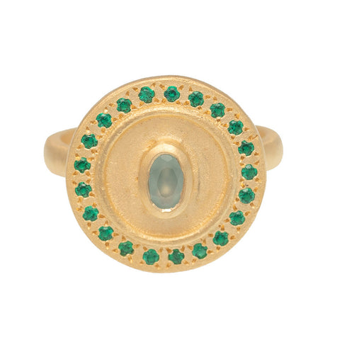 Aqua Chalcedony Mandala ring