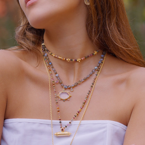 Multi Tourmaline Saffron necklace