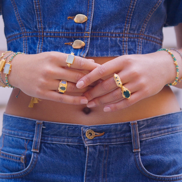 Aqua Chalcedony Kasbah ring