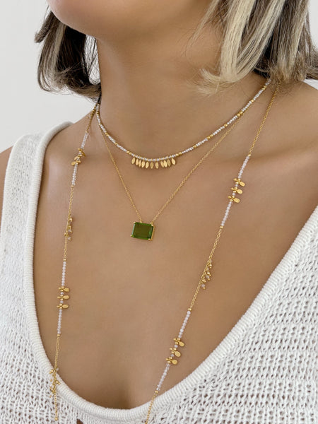 Peridot glass necklace