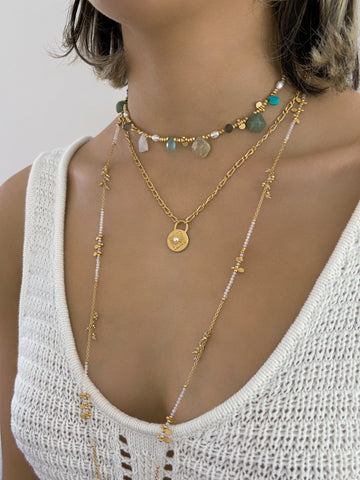 Arabesque Pearl link chain necklace