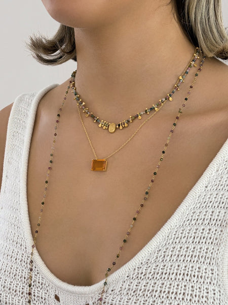 Citrine glass necklace