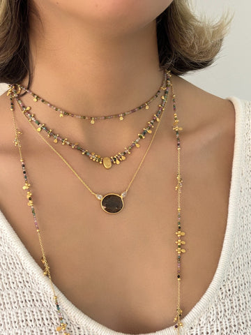 Multi Tourmaline Gold Nugget necklace