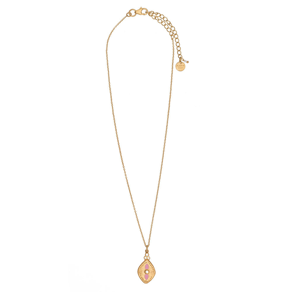 Pink enamel & Cubic Zirconia necklace