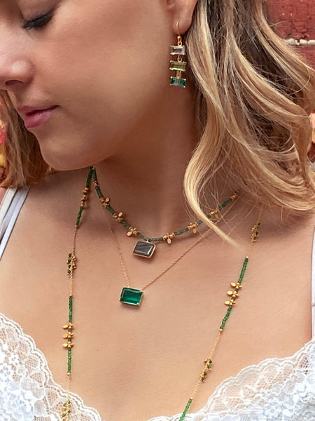 Green glass 3 tier earrings