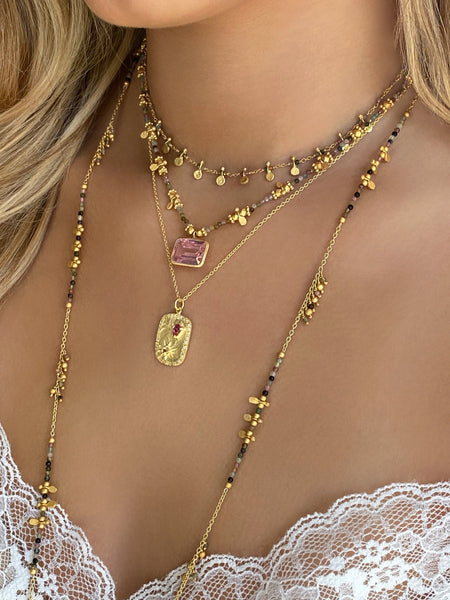 Multi Tourmaline link necklace