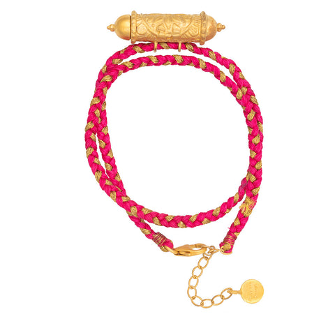 Pink silk wrap Talisman bracelet