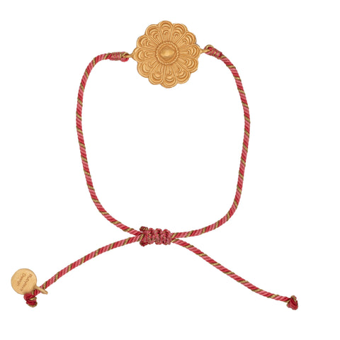 Adjustable Berber bracelet with pink silk
