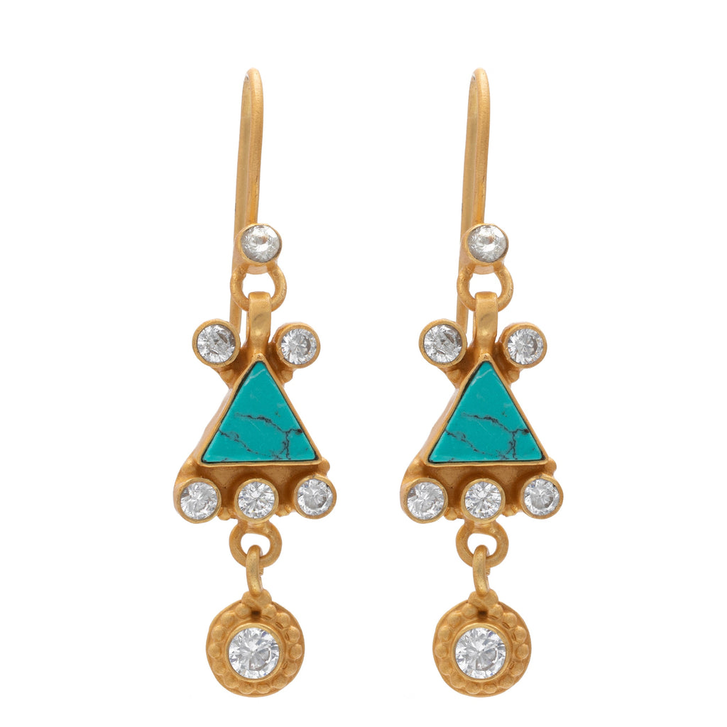 Turquoise & Cubic Zirconia triangle earrings