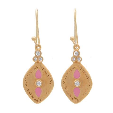 Pink enamel & Cubic Zirconia earrings