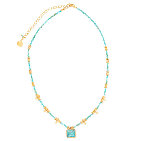 Turquoise bead necklace with Apatite pendant