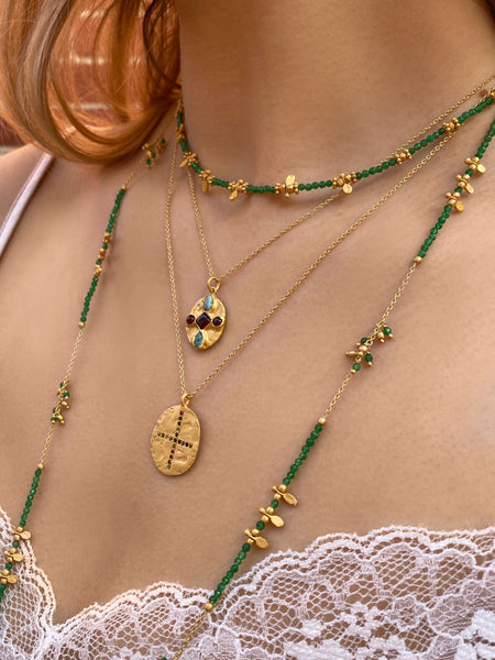 Multi Tourmaline cross necklace