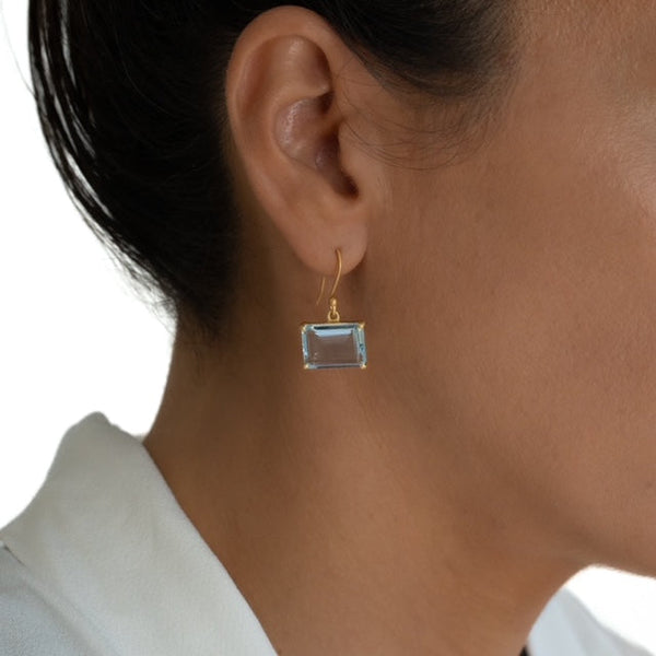 Aquamarine glass earrings