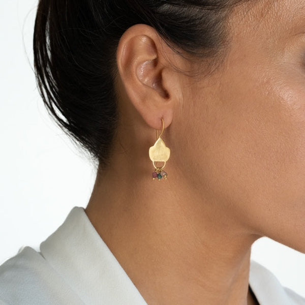 Multi Tourmaline shield earrings